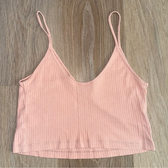 Topshop Pink Spaghetti Strap Cropped Ribbed Tank Top - Size 6 - Picture 2 of 6